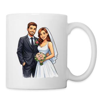 Jeunes mariés de dessins animés mariés - Mug blanc - blanc - Droite