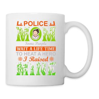 Polizist, Mama, ich habe meinen Helden großgezogen, Muttertagsgeschenk. - Tasse - Weiß - Rechts