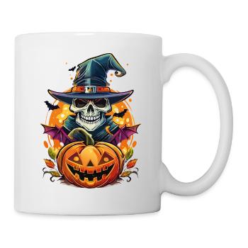 Squelette avec citrouille - Mug blanc - blanc - Droite