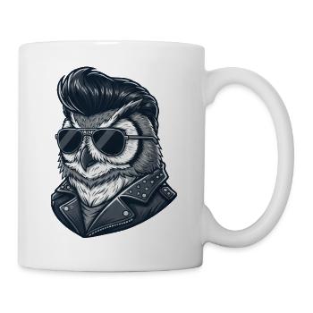 Coole Eule Rock and Roll 60er Sonnenbrille Frisur - Tasse - Weiß - Rechts