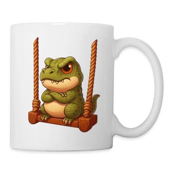 Dessin animé Grim T-Rex sur la cour de récréation de Schauke - Mug blanc - blanc - Droite
