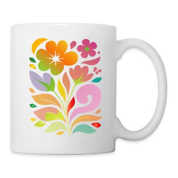 Bunte Blumen Illustration Dekoratives Motiv - Tasse - Weiß - Rechts