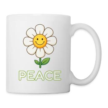 Anti-War Peace Flower - Retro Smiley Daisy - Mug - white - Right