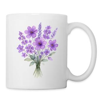 Lavendel Aquarell Bouquet - Tasse - Weiß - Rechts