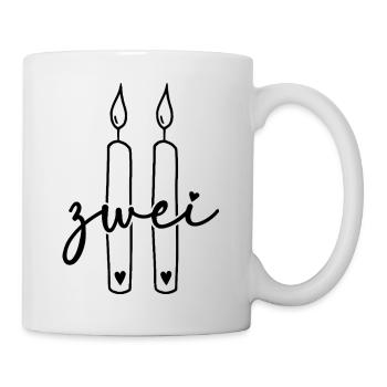 Geburtstag 2 Mädchen Kerzen zwei Jahre alt - Tasse - Weiß - Rechts