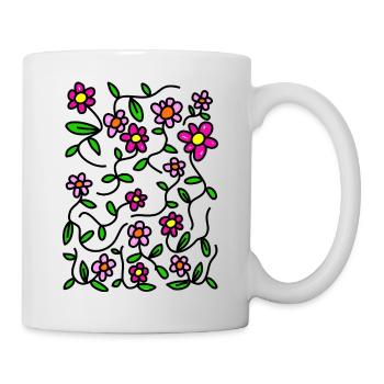 Marguerites Pink Floral Doodle - Mug blanc - blanc - Droite