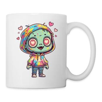 Farbenfroher Zombie im Hoodie - Tasse - Weiß - Rechts