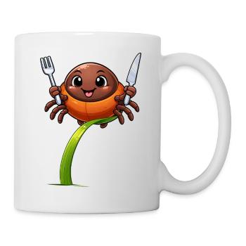 Lustige Zecke mit Besteck  - Tasse - Weiß - Rechts