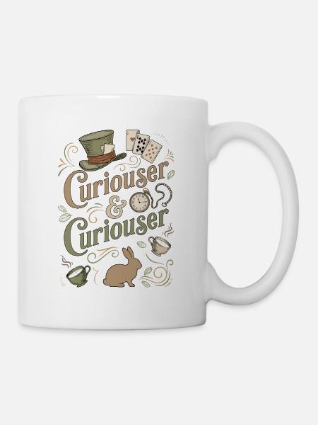 Alice Immer Neugieriger ("Curiouser") - Tasse - Weiß