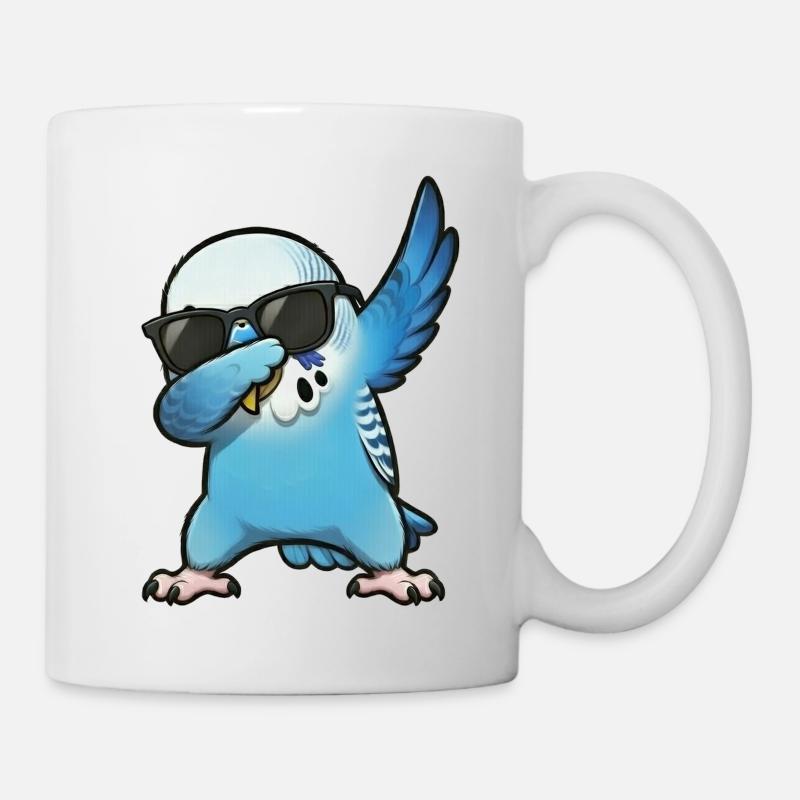 Dabbing Wellensittich blau - Tasse - Weiß