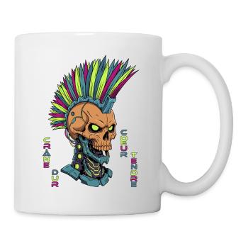 Cyber Skull - Crâne dur, cœur tendre - Mug blanc - blanc - Droite