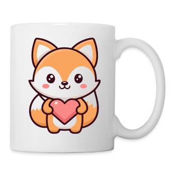 Kawaii-Fuchs im Herzen - Tasse - Weiß - Rechts