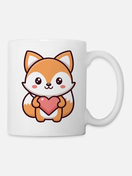 Kawaii-Fuchs im Herzen - Tasse - Weiß