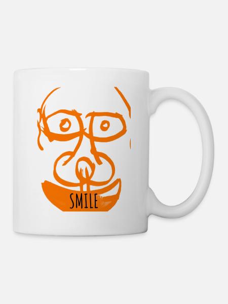 Oranges Doodle-Lächeln - Tasse - Weiß