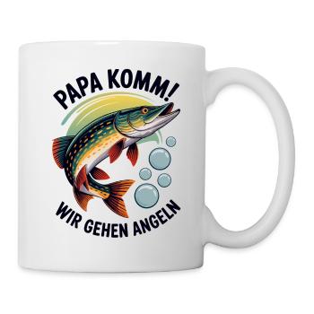 Papa Komm Wir Gehen Angeln - Tasse - Weiß - Rechts