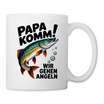 Papa Komm! Angelabenteuer Fischdesign - Tasse - Weiß - Rechts