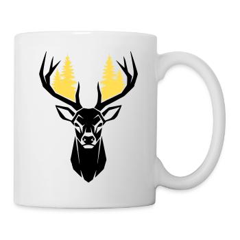 Silhouette de la forêt de tête de cerf - Mug blanc - blanc - Droite