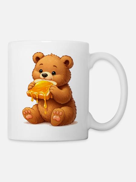 Süßer Bär mit Honigbrot - Tasse - Weiß