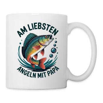 Angeln mit Papa – Vaterzeit - Tasse - Weiß - Rechts