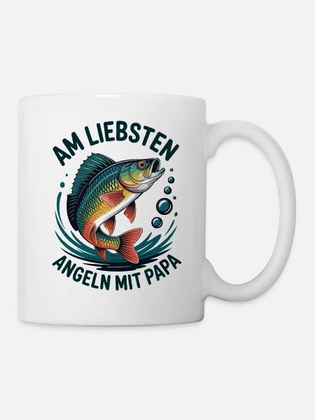 Angeln mit Papa – Vaterzeit - Tasse - Weiß