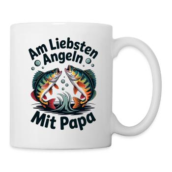 Angeln Mit Papa – Vater & Fische - Tasse - Weiß - Rechts