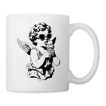 Cooler Cherub mit Sonnenbrille und Eis - Tasse - Weiß - Rechts
