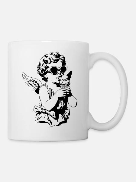 Cooler Cherub mit Sonnenbrille und Eis - Mug - white