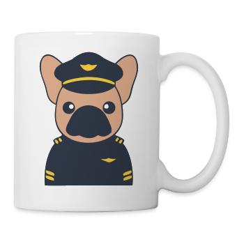 Frenchie Pilot Kapitän Uniform - Tasse - Weiß - Rechts