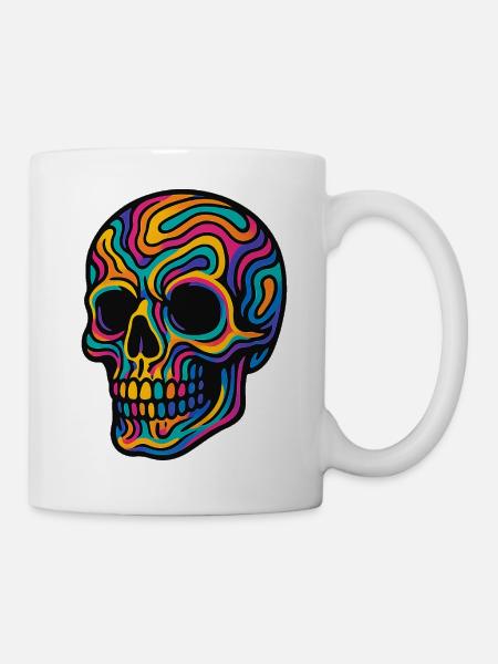 Psychedelischer Totenkopf – Trippy Skull Design - Tasse - Weiß