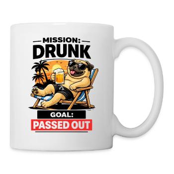 Sunset Pug Lounging Beer Tee - Mug - white - Right