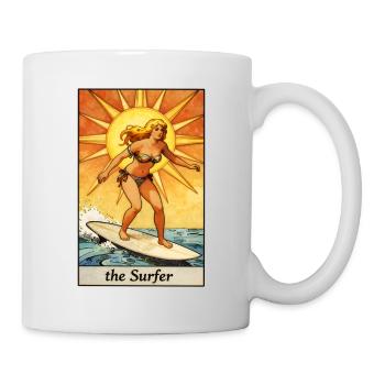Surfer Girl Vintage-Tarotkarte - Tasse - Weiß - Rechts
