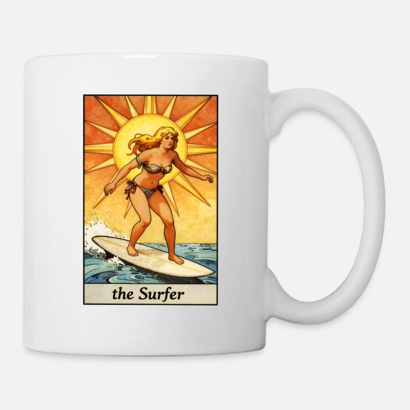 Carte de tarot vintage Surfer Girl - Mug blanc - blanc