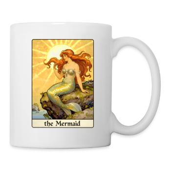 Vintage-Meerjungfrau-Tarotkarte - Tasse - Weiß - Rechts