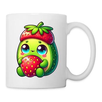 Avocado Erdbeere Cartoon Obst lustig - Tasse - Weiß - Rechts