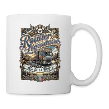 Routier chauffeur poids lourd camion route vintage - Mug blanc - blanc - Droite