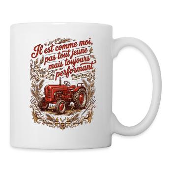 Tracteur ancien rouge humour vieux tracteurs rétro - Mug blanc - blanc - Droite