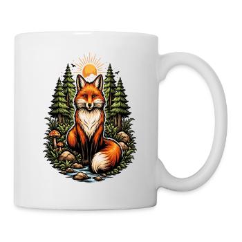 Fuchs im Wald bei Sonnenaufgang - Tasse - Weiß - Rechts