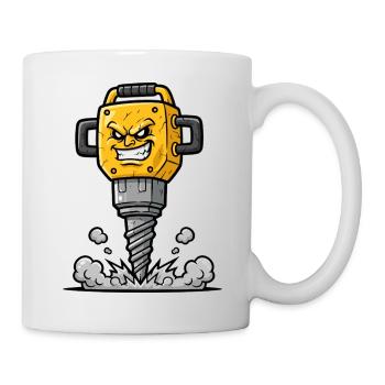 Wütender Bohrer Cartoon mit Explosion - Tasse - Weiß - Rechts