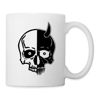 Crâne et démon yin et yang - Mug blanc - blanc - Droite