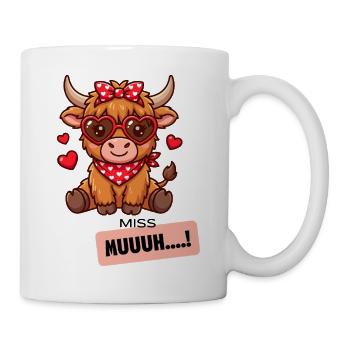 Herzige Kuh mit Herzbrille - Tasse - Weiß - Rechts