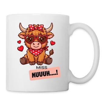 Kuh mit Herzbrille und Bandana - Tasse - Weiß - Rechts