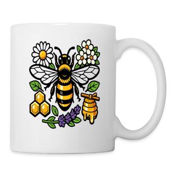 Abeille et fleurs sauvages - Mug blanc - blanc - Droite