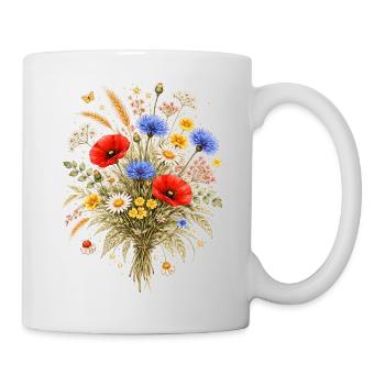 Bunter Wildblumenstrauß Natur Floral Design  - Tasse - Weiß - Rechts