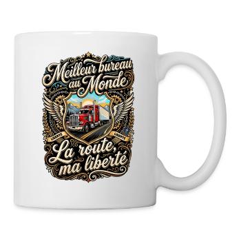 Routier chauffeur poids lourd camion route vintage - Mug blanc - blanc - Droite