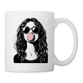 Cool Girl Blowing Bubblegum - Mug - white - Right