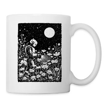 Roboter gießt leuchtende Blumen - Tasse - Weiß - Rechts
