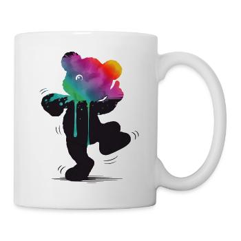 Silhouette d’ours arc-en-ciel avec dégradé aquarelle - Mug blanc - blanc - Droite