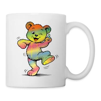 Colorful Cartoon Bear Rainbow Neon Style - Mug - white - Right