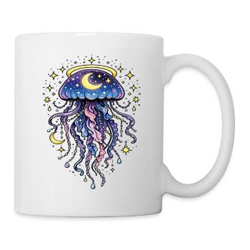 Jellyfish, cosmic galaxy, moon and stars - Mug - white - Right