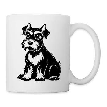 Schnauzer-Schwarze Linie - Tasse - Weiß - Rechts